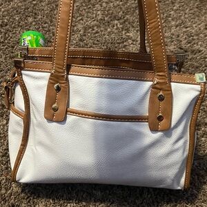 Stylish White and Brown Women's Handbag